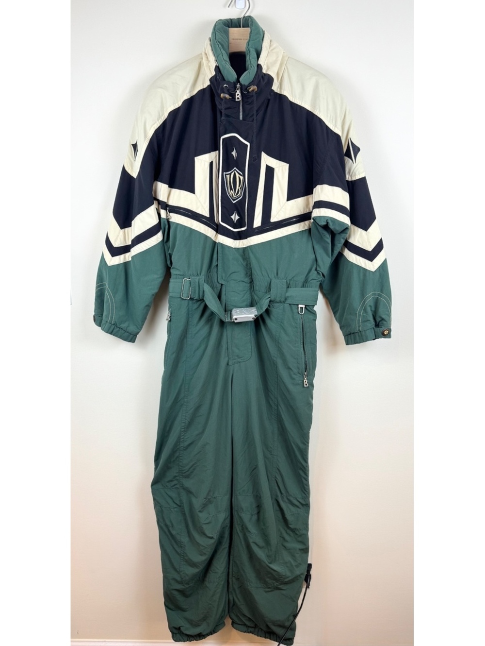 Vintage Bogner Ski Suit Men’s 42 Green One Piece Snowsuit 90s USA Made Belted
